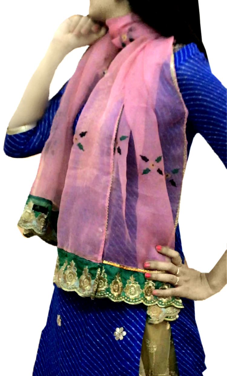 Runjhun Chanderi Pink Designer Stole