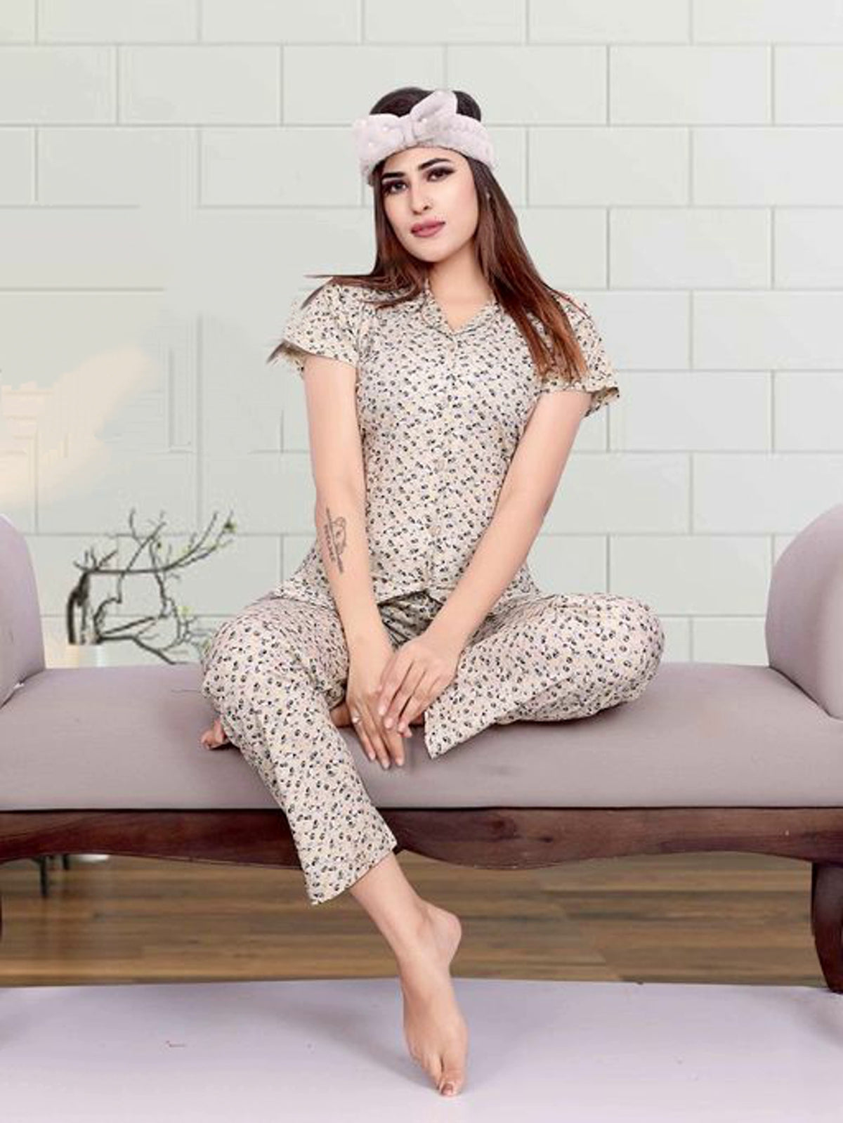 Women's Printed Viscose Cotton Lounge Wear