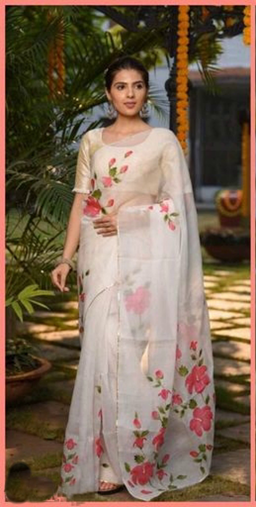 Designer White Organza Saree