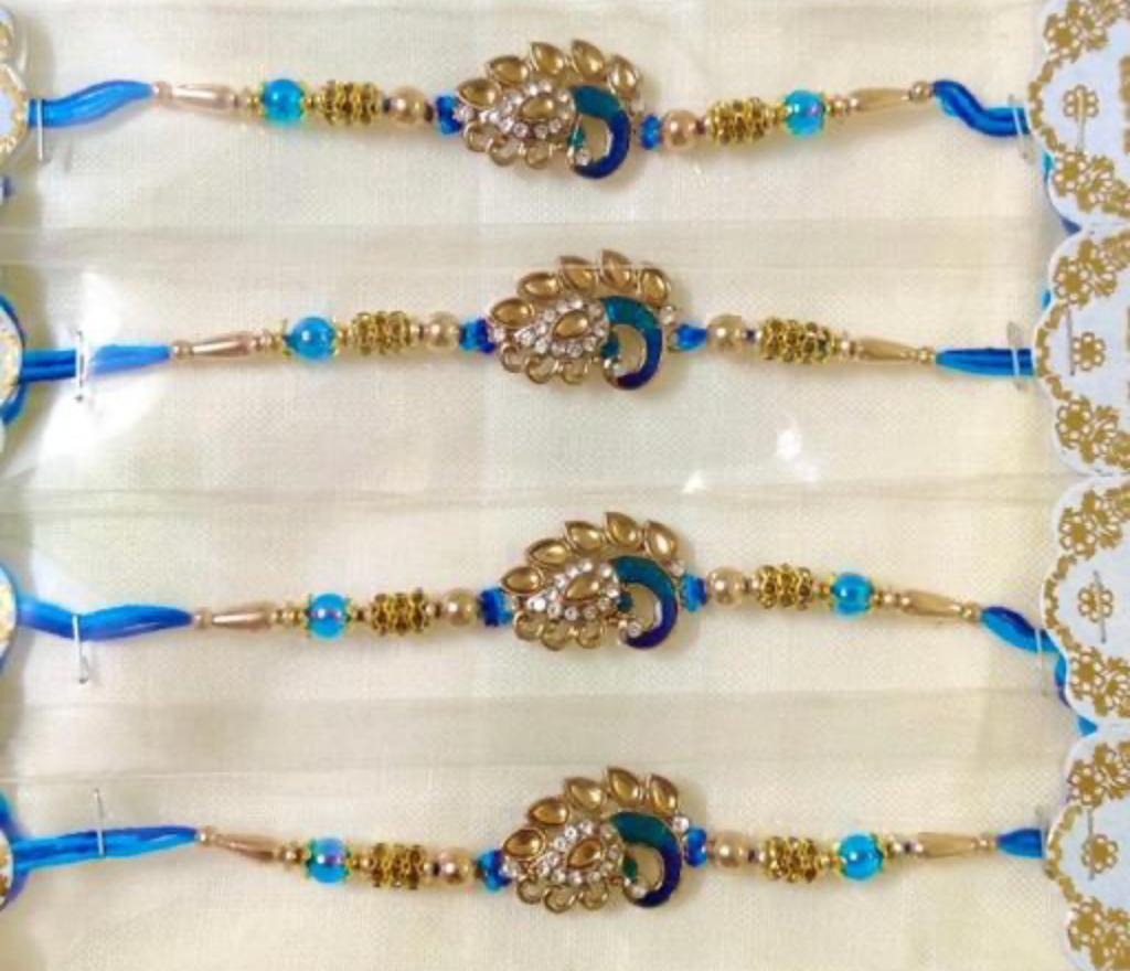 Set of 4 Designer Peacock Rakhis