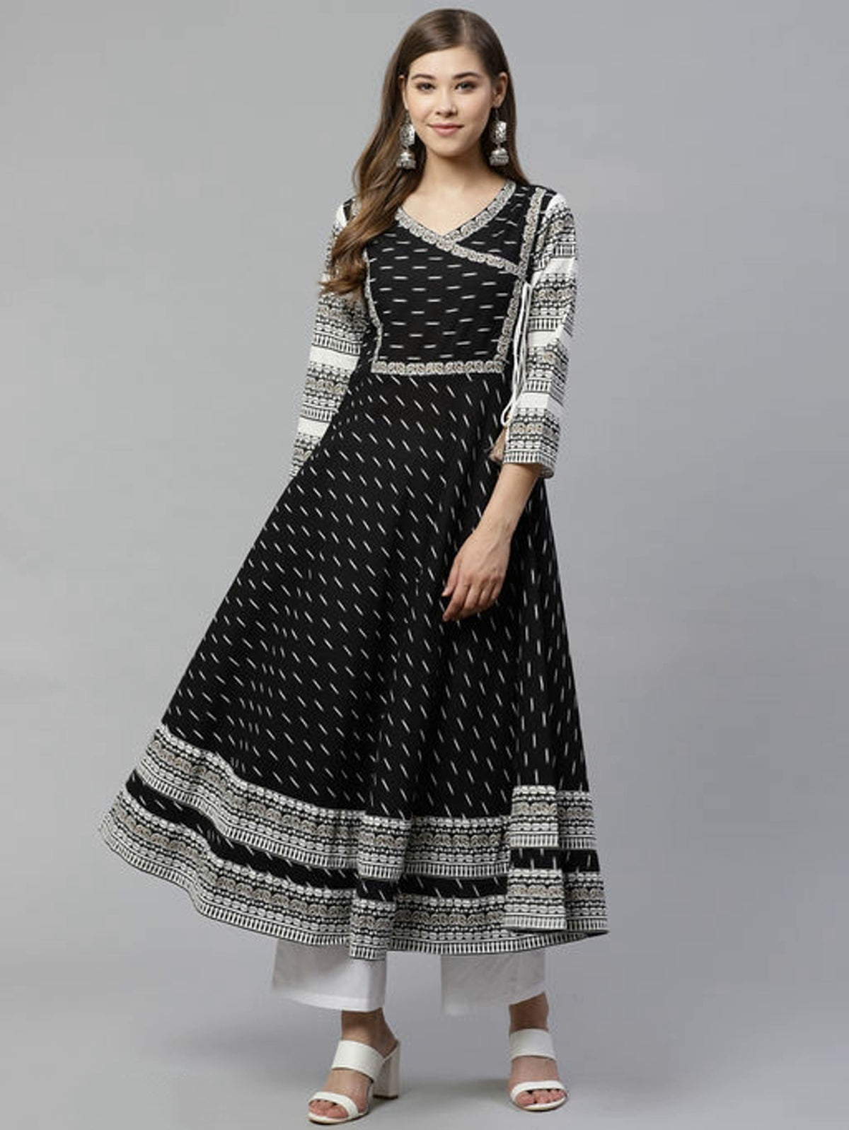 Women's Cotton Ikkat Print Anarkali Kurta