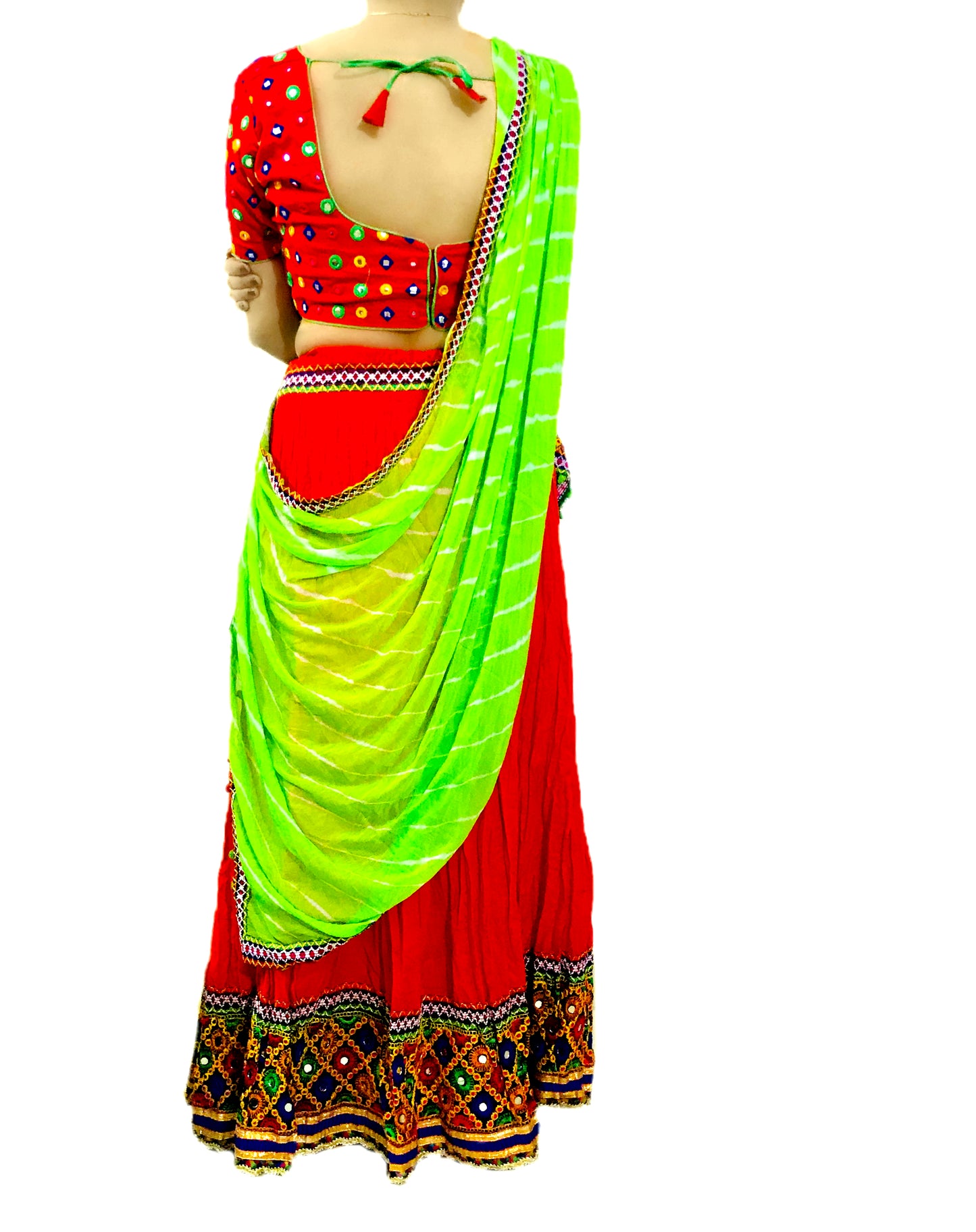 Runjhun Embroidered Chanaya Choli (Carrot Coloured) with Dupatta