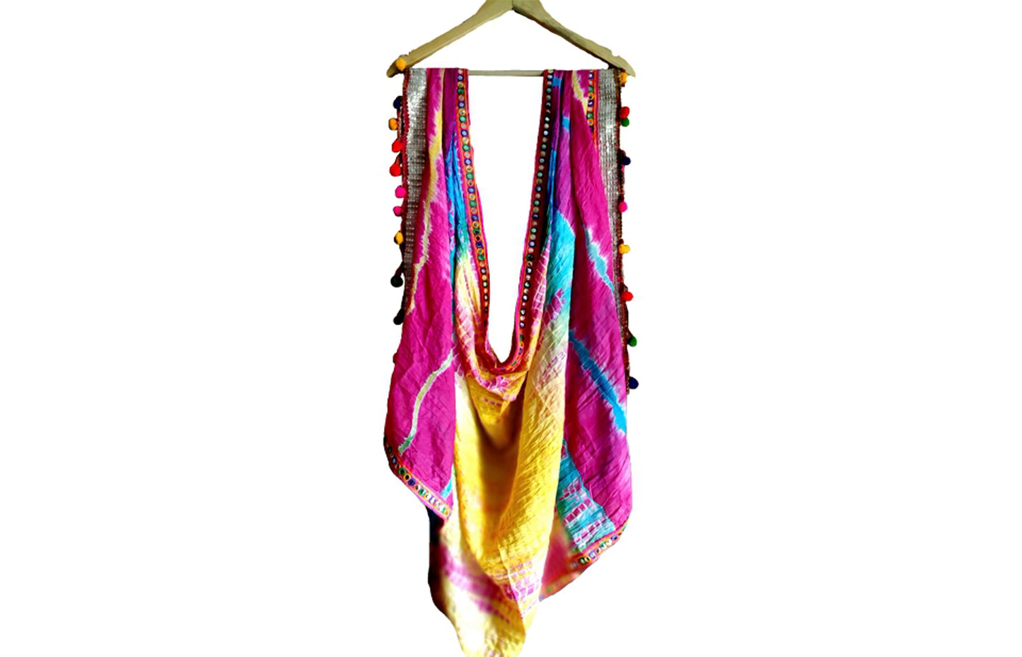 Runjhun Multicolored Bandhani Silk Dupatta