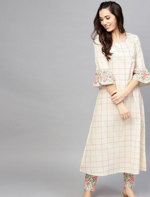 Women Rayon White Kurta Set