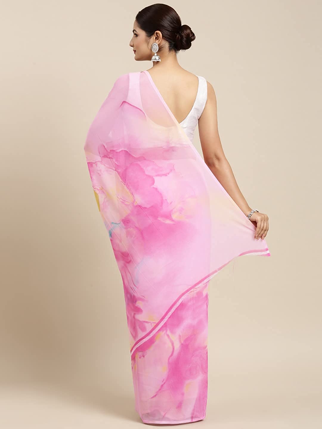 Urban Wardrobe Pastel Pink Georgette Saree