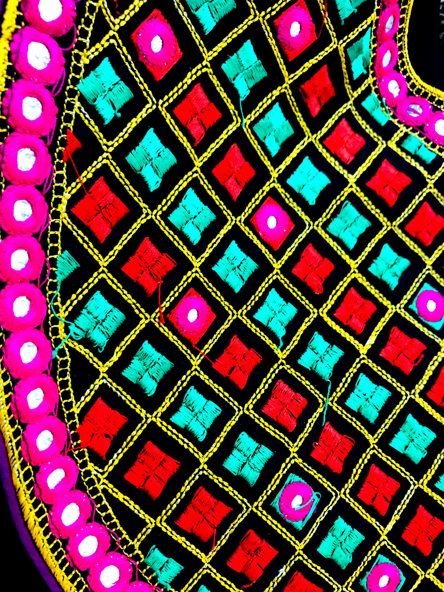 Runjhun Ethnic Black Chequered Mirror Koti