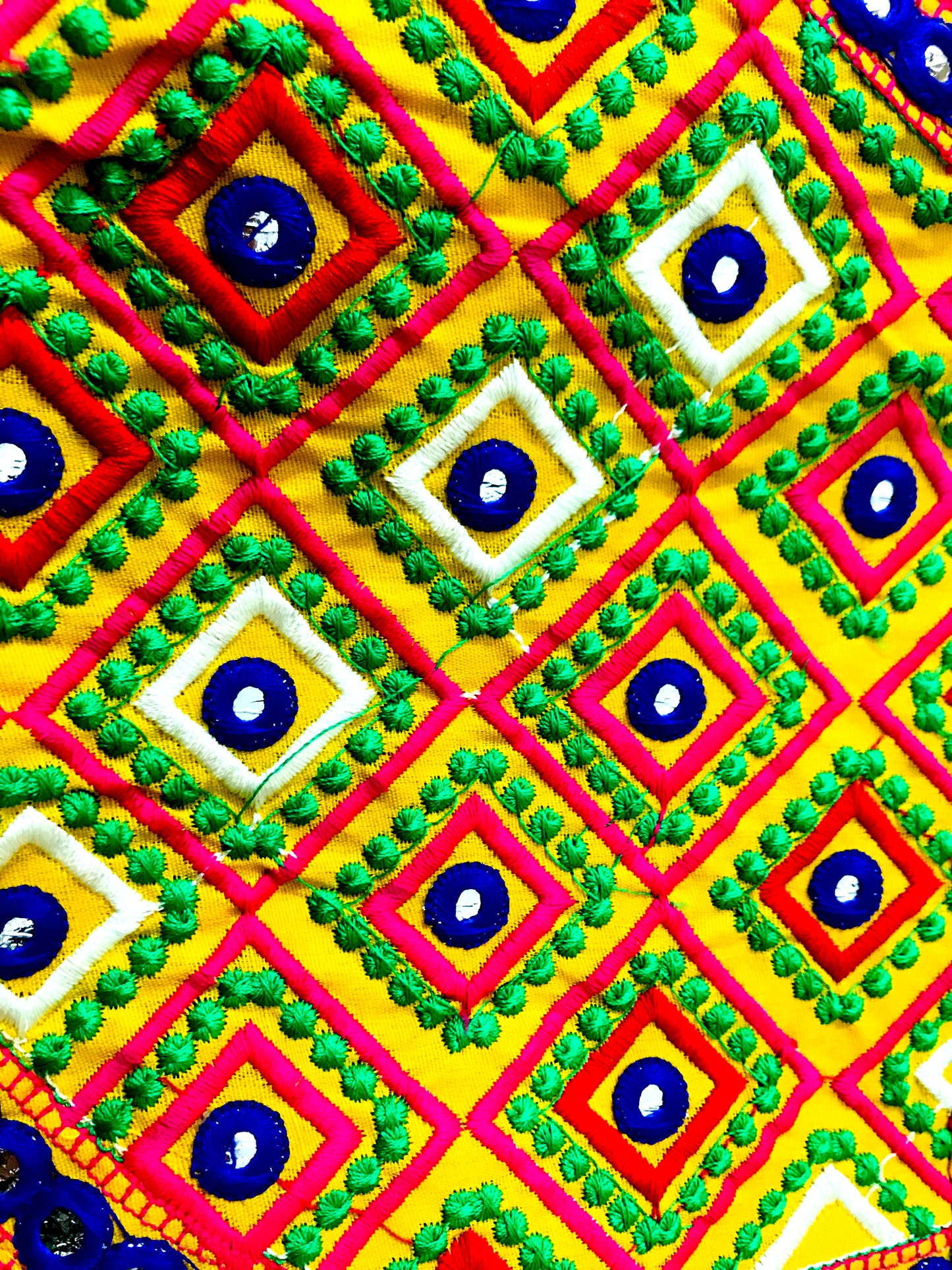 Runjhun Yellow Embroidered Barfi Mirror Koti