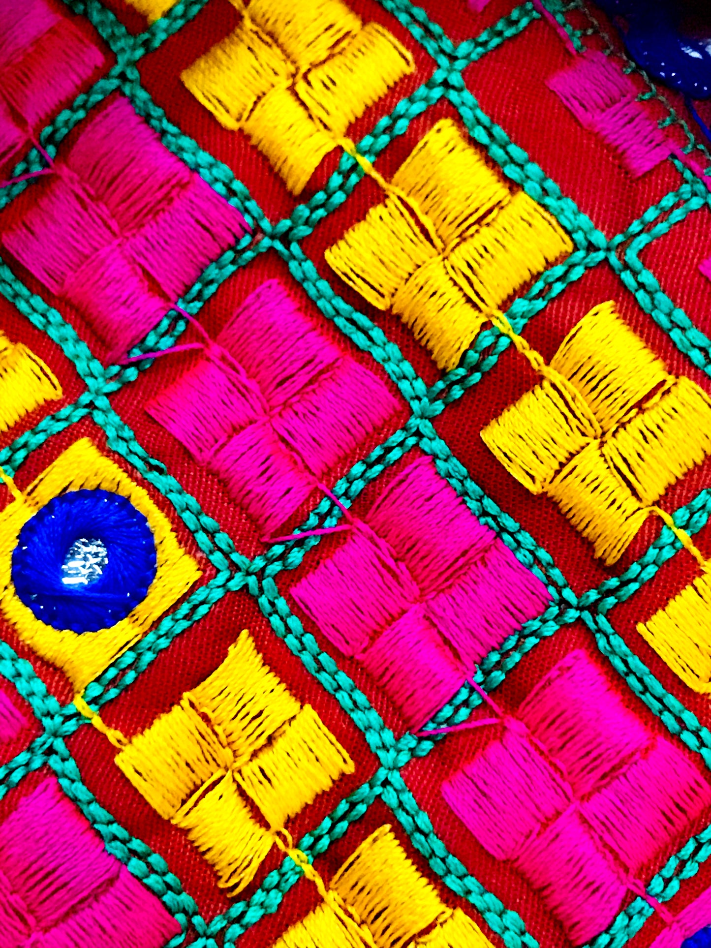 Runjhun Ethnic Red Chequered Mirror Koti