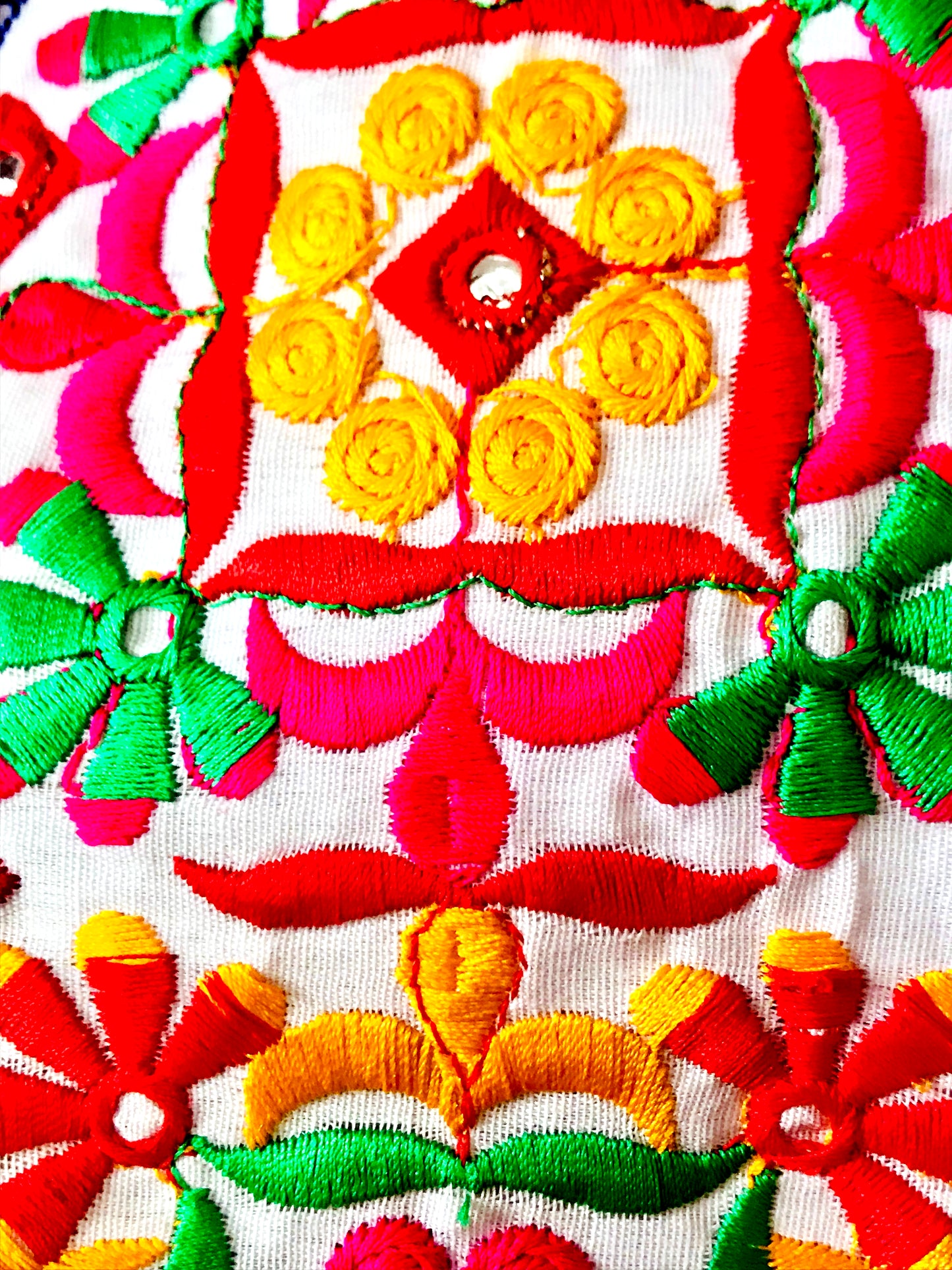 Runjhun White Phulkari Mirror Koti