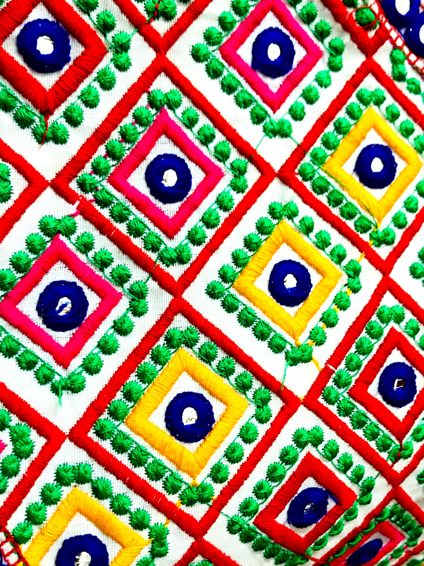 Runjhun White Embroidered Barfi Mirror Koti