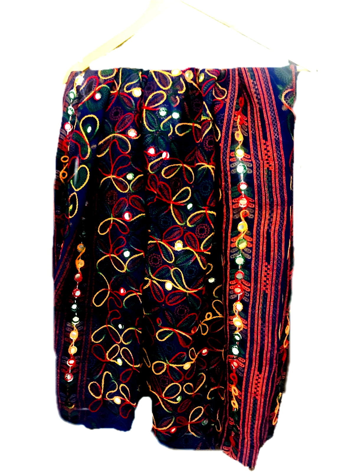 Runjhun Designer Resham Embroidered Cotton Dupatta (Navy Blue)