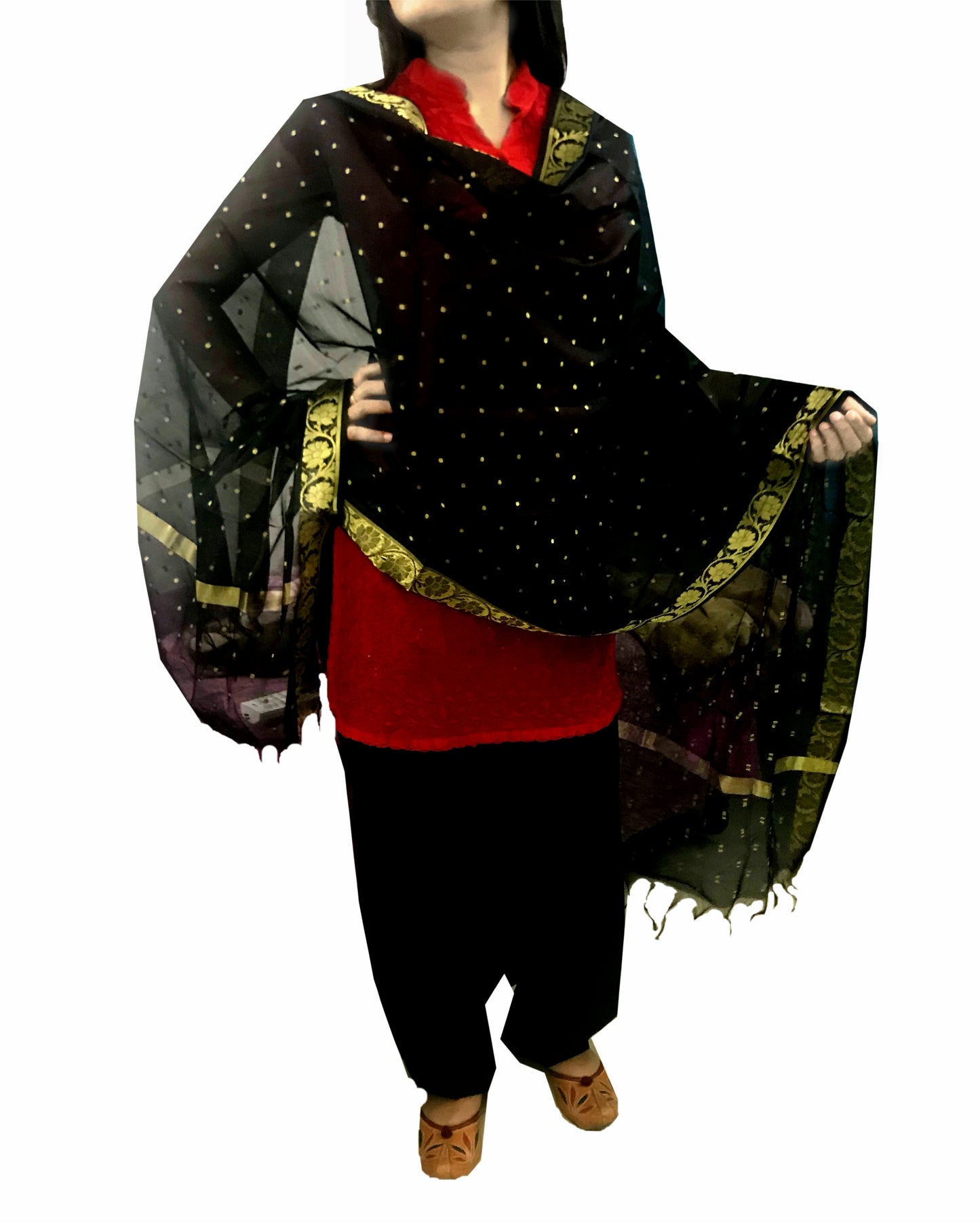 Runjhun Ethnic Black Banarsi Dupatta