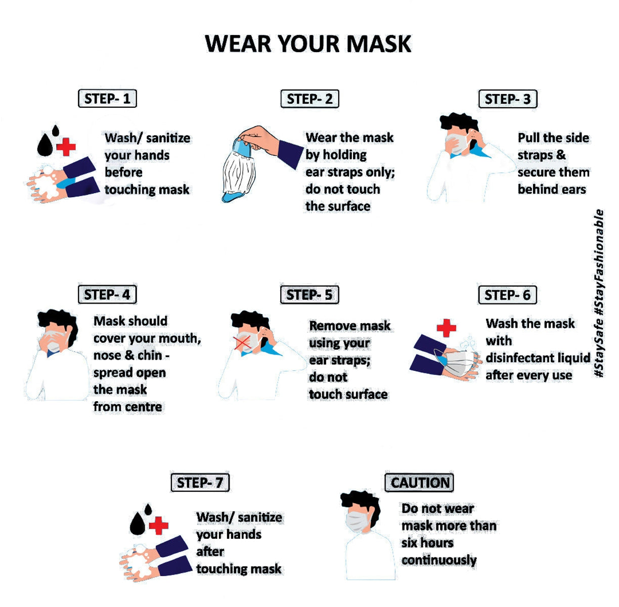 UW Unisex Set of 3 Printed 2-Ply Reusable Protective Outdoor Face Masks