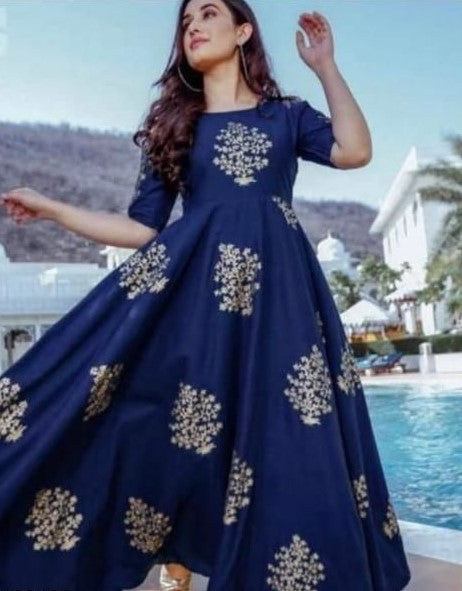 Blue Embroidered Anarkali kurta