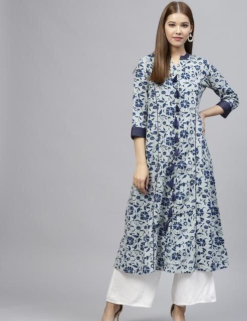 WOMEN'S FLORAL PRINTED COTTON KURTA