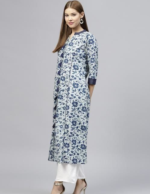 Women's Printed Anarkali Cotton Kurta