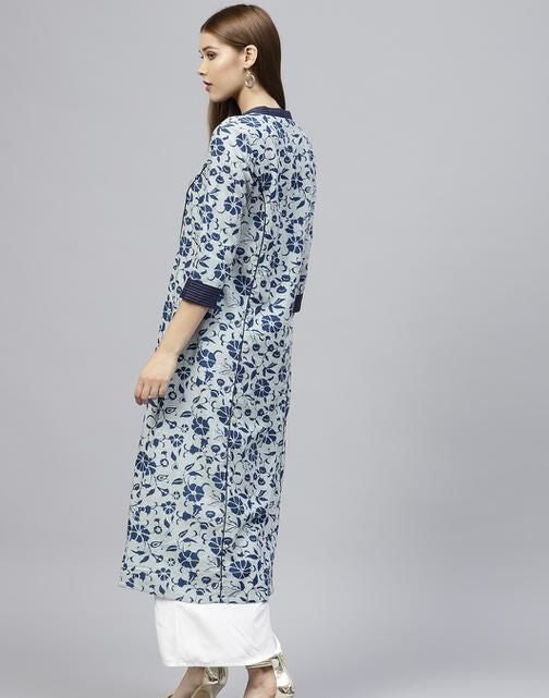 Women's Printed Anarkali Cotton Kurta