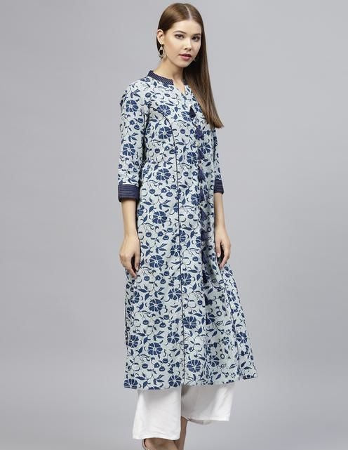 Women's Printed Anarkali Cotton Kurta