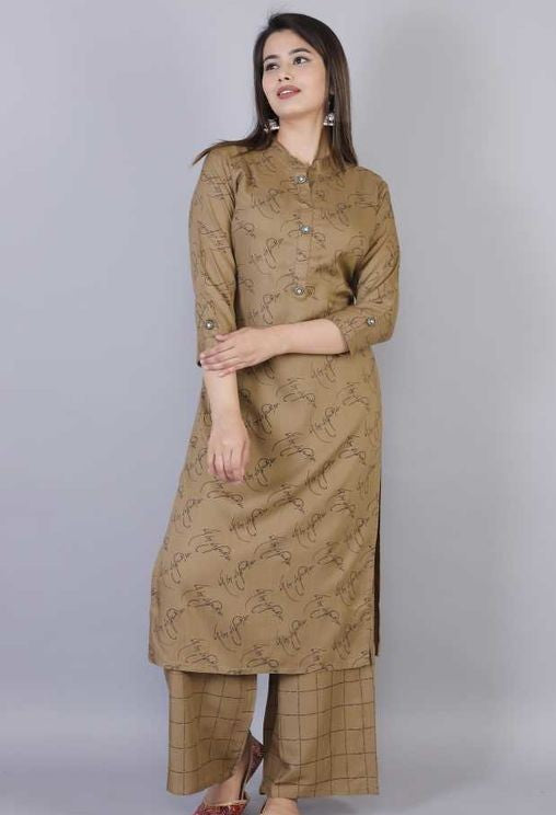 EARTHY PRINTED KURTA SET