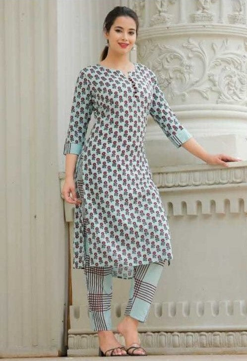 WOMEN'S PRINTED COTTON KURTA SET