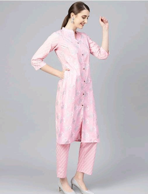 BABY PINK SMART KURTA SET