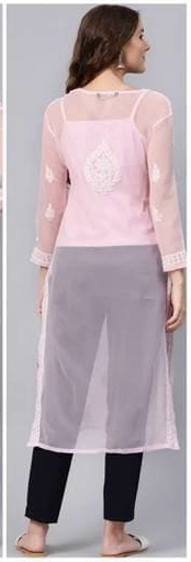 Pink ChikanKari Embroidered Kurta