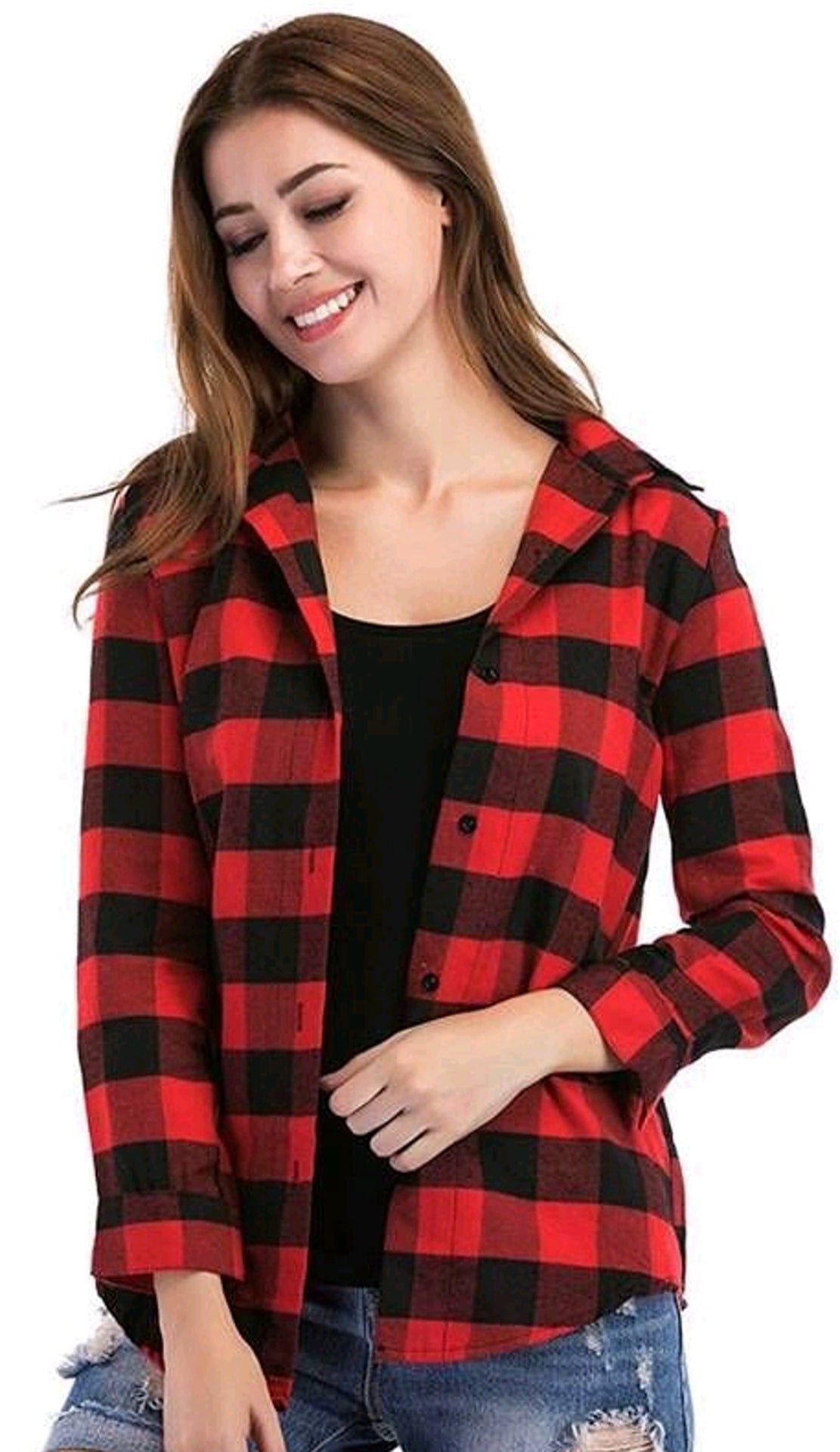 Red and Black Regular Fit Checked Casual Shirt