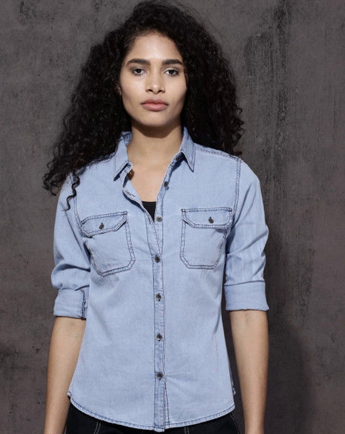 Blue Washed Denim Casual Shirt