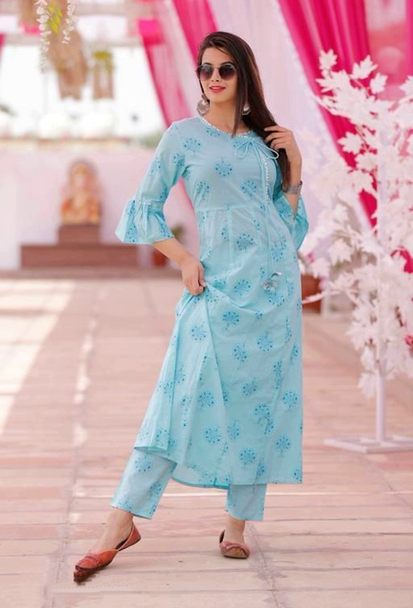 Women's Printed Cotton Kurta Set