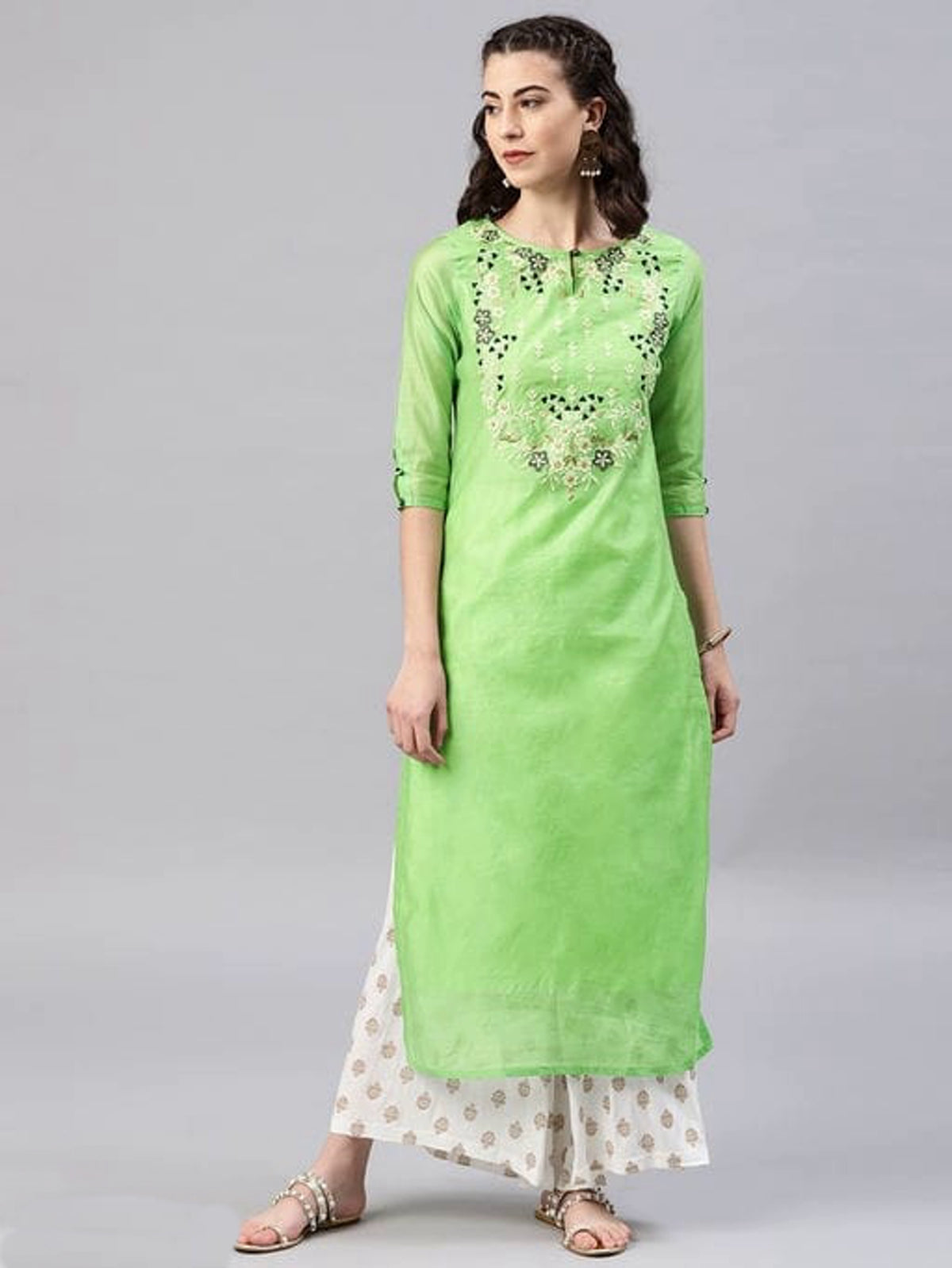 Urban Wardrobe's Parrot Green Smart Office Kurta