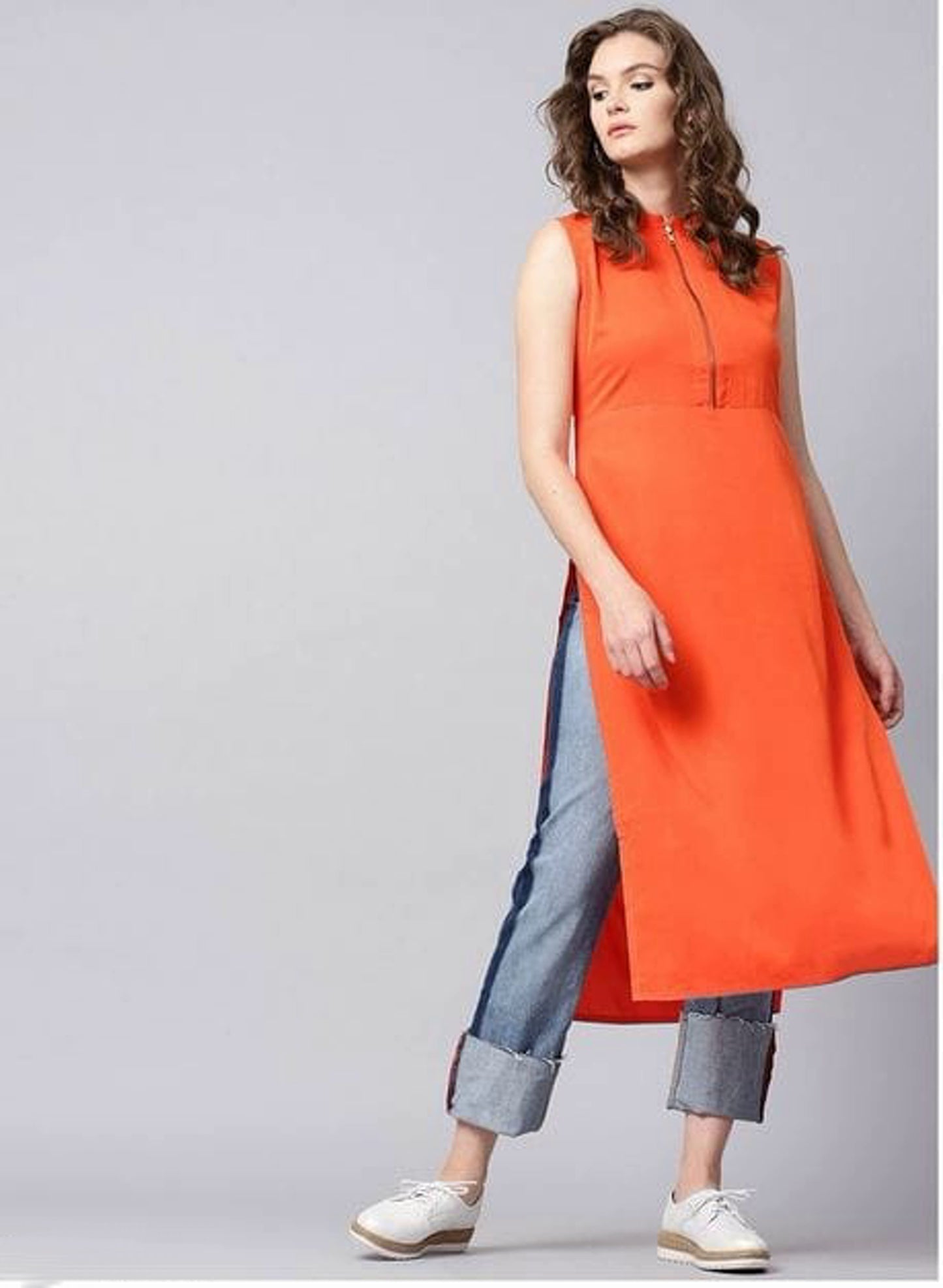 Women's Solid Crepe Kurta