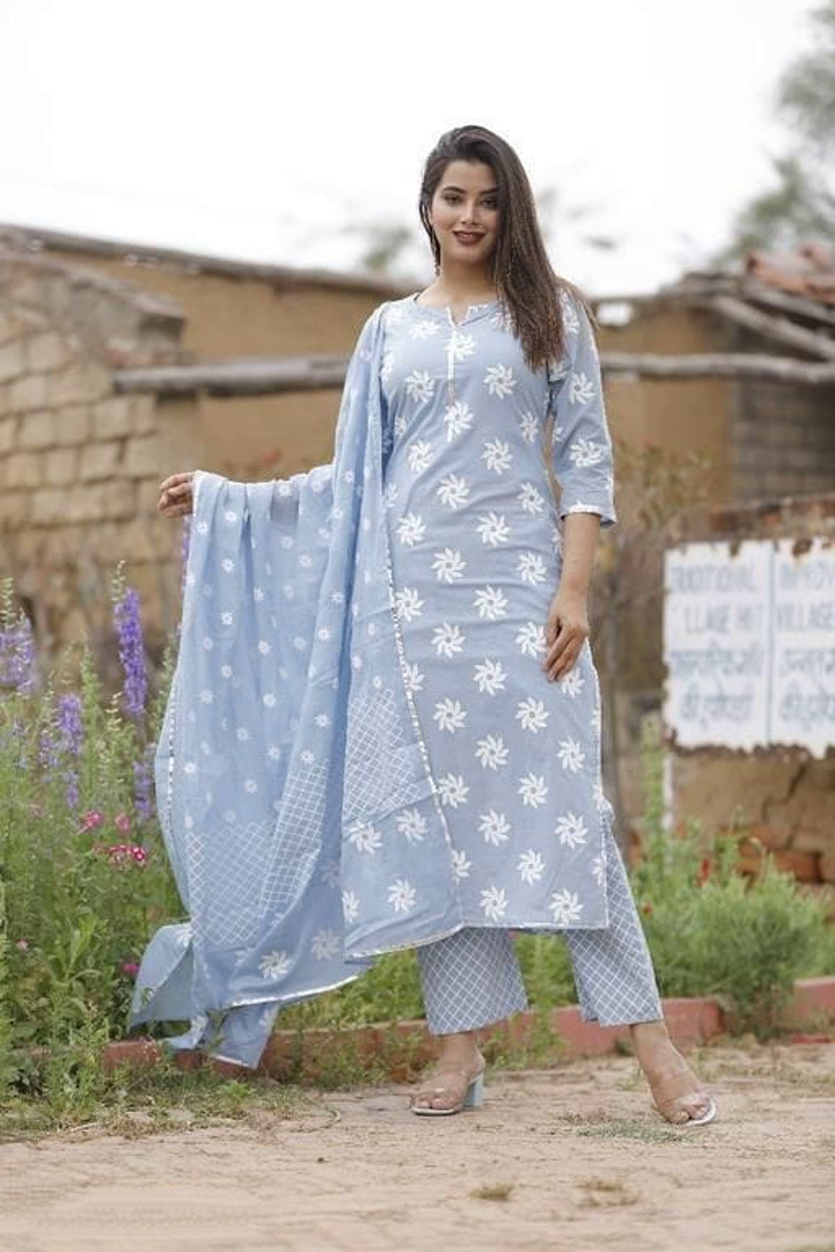 Women's Printed Cotton Kurta Set