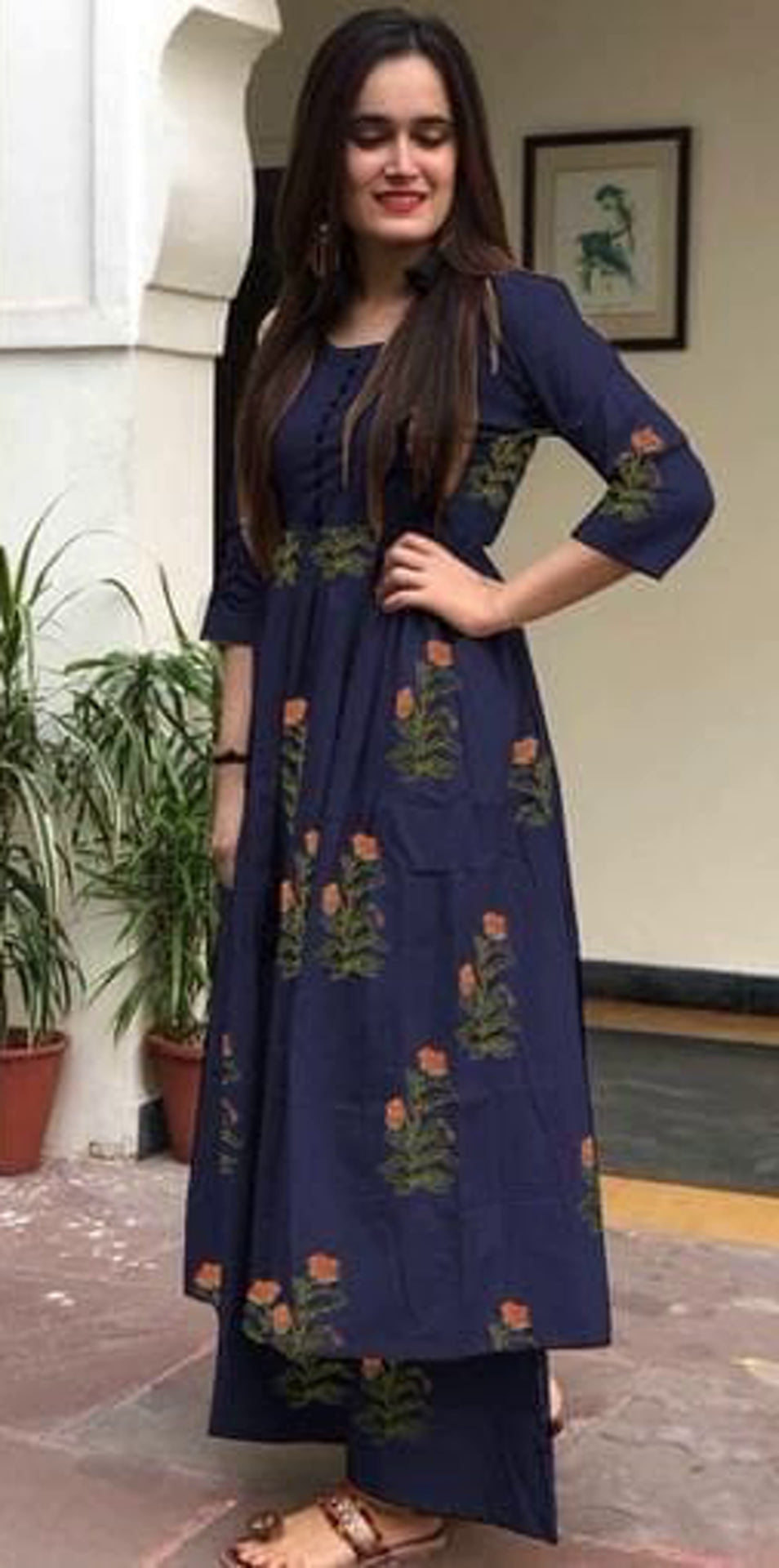 Women's Printed Cotton Kurta Set with Palazzozs