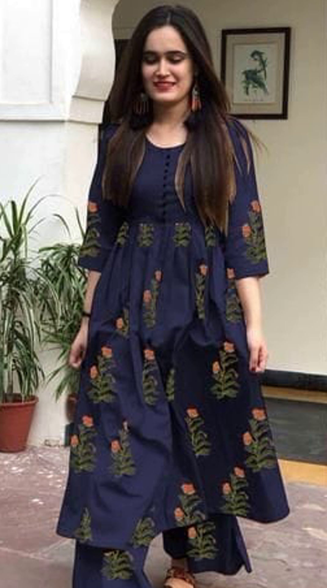 Women's Printed Cotton Kurta Set with Palazzozs