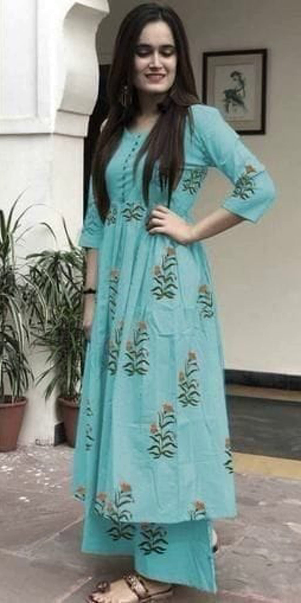 Women's Cotton Printed Floral Kurta Set