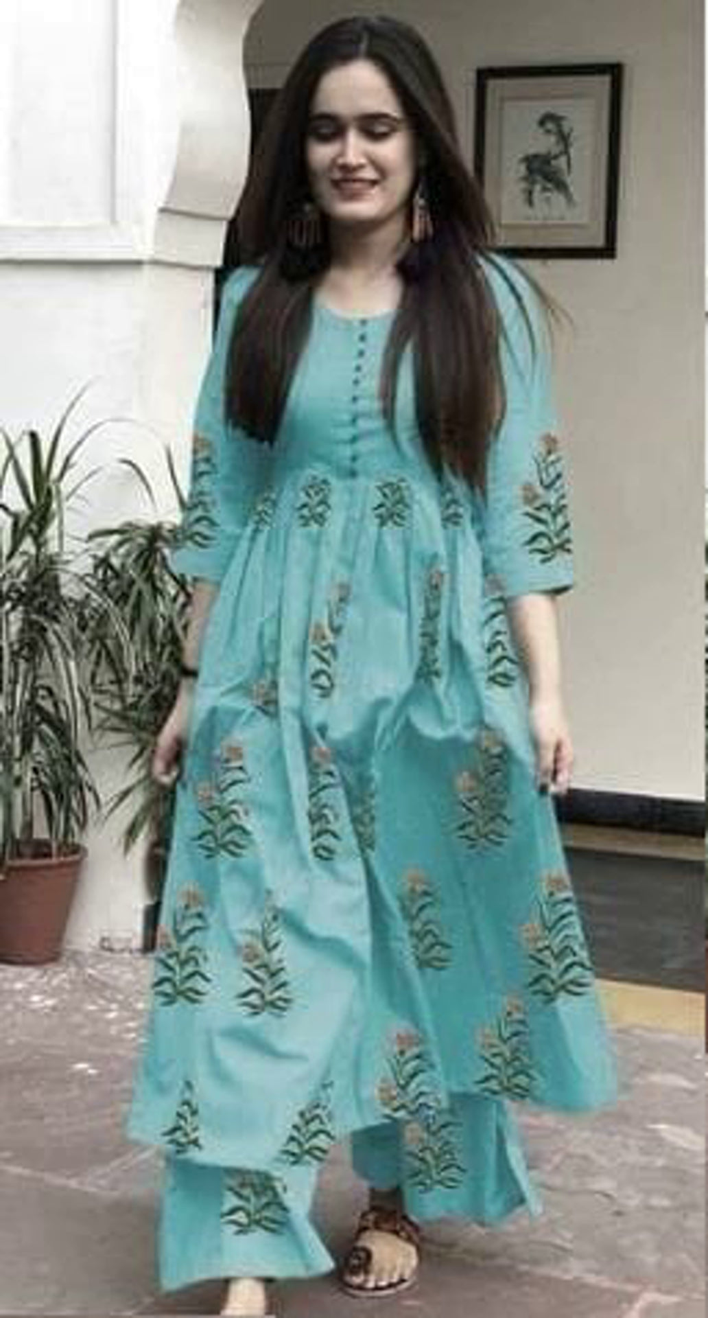 Women's Cotton Printed Floral Kurta Set