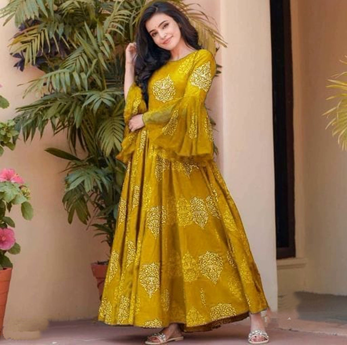 Women's Trending Yellow Crepe Dress