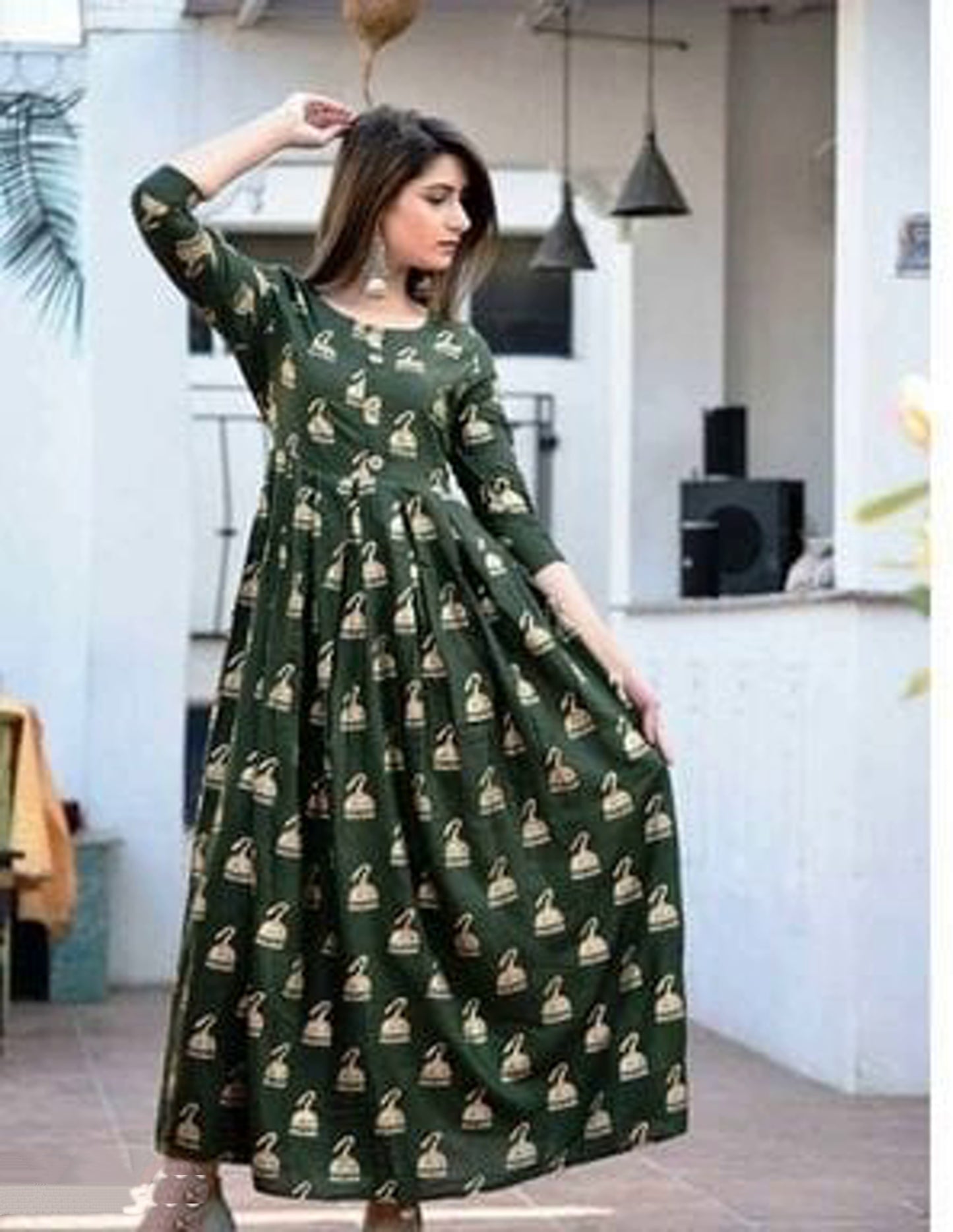 Women's Printed Green Dress