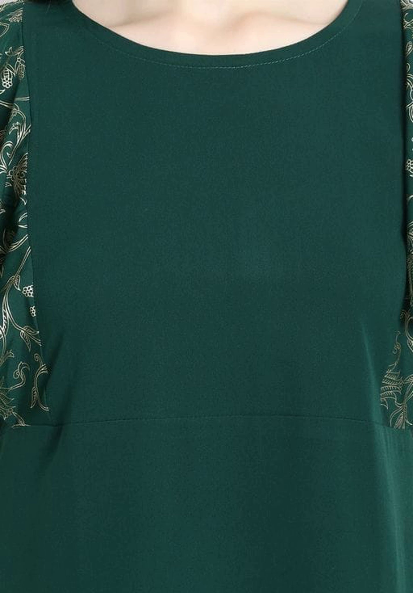 Women's Bottle Green Printed Crepe Kurta