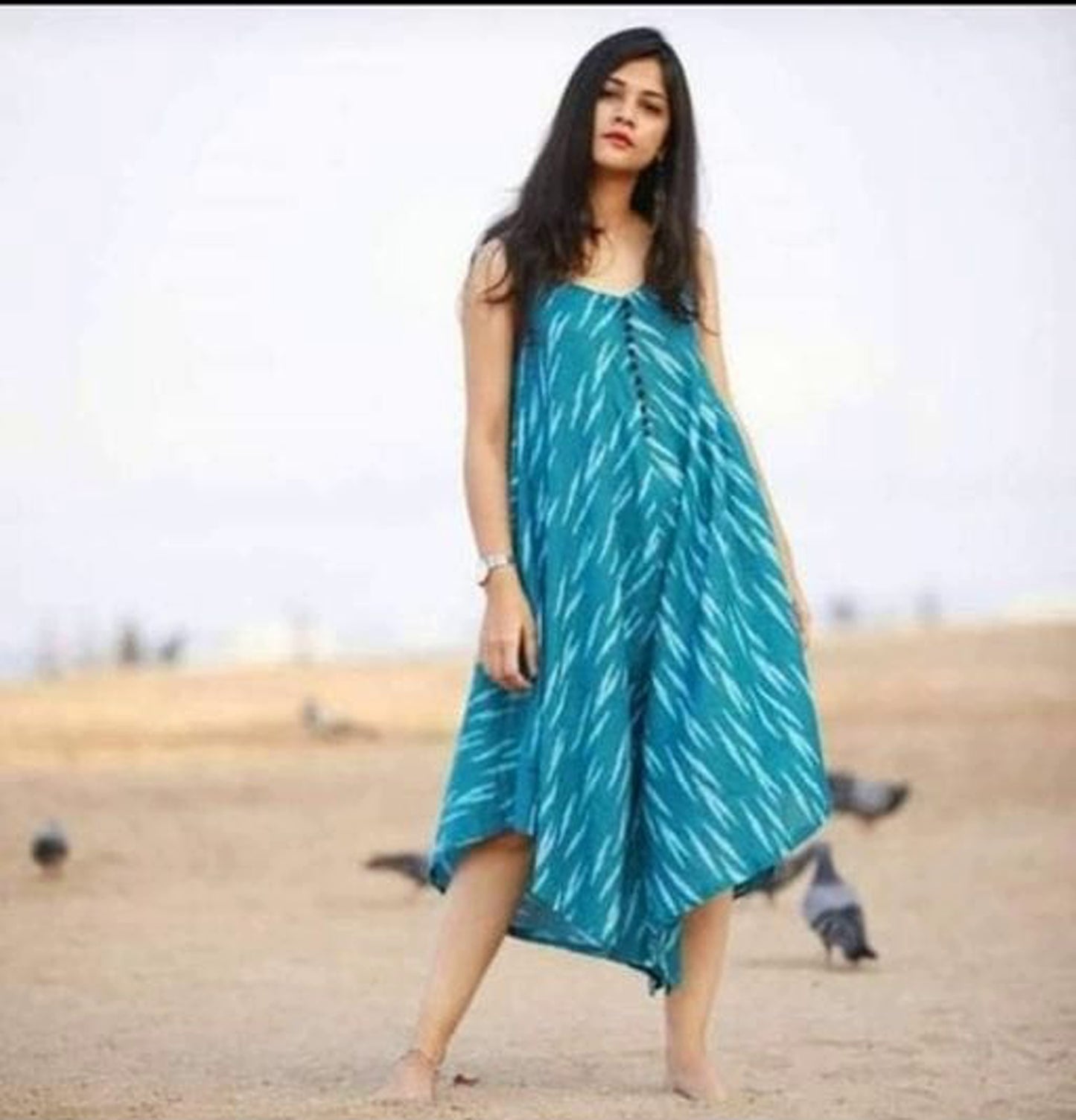 Women's Cotton Trendy Noodle Strap Dress