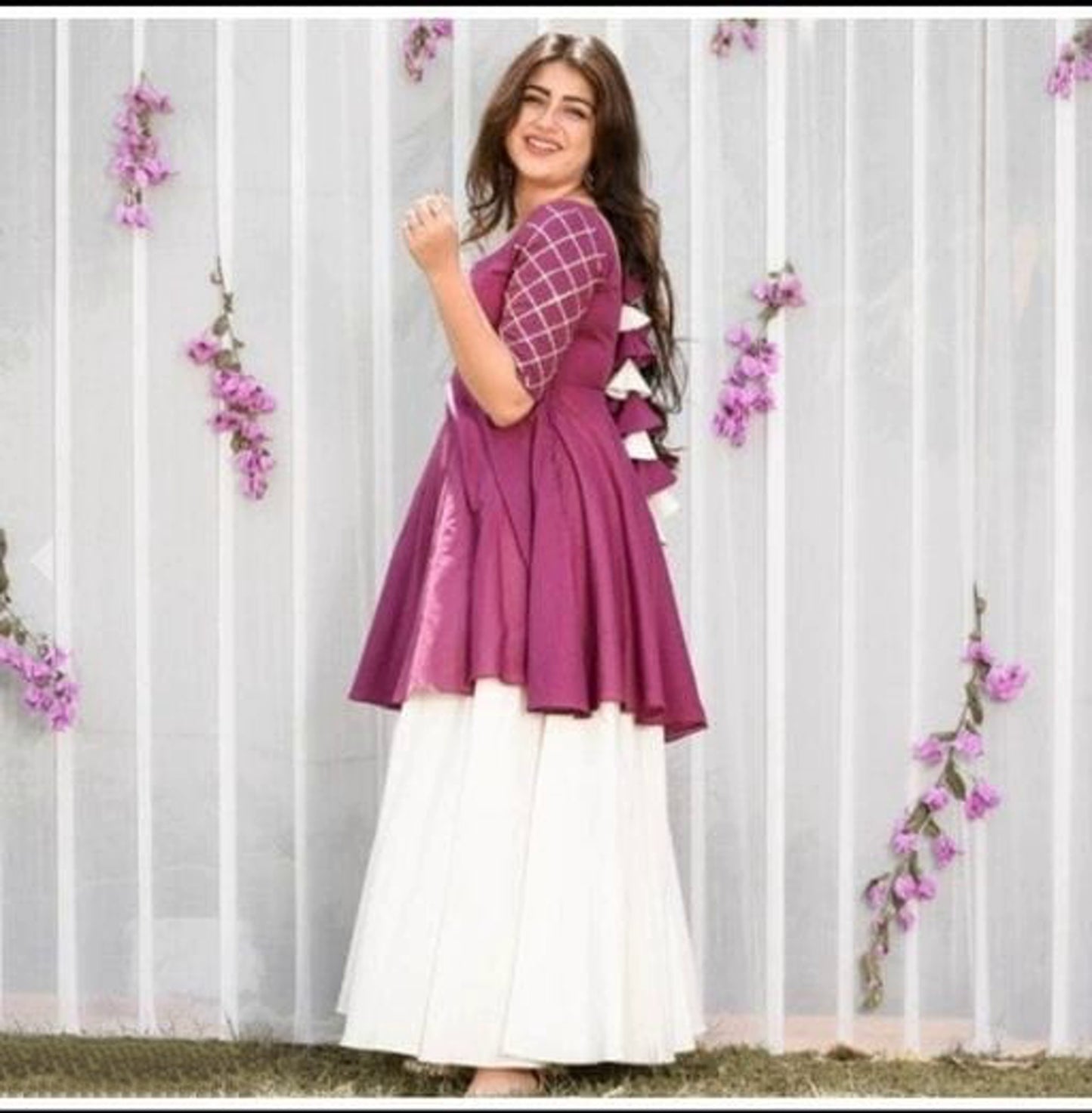 Urban Wardrobe's Women's Wine Kurta with Designer Sharara