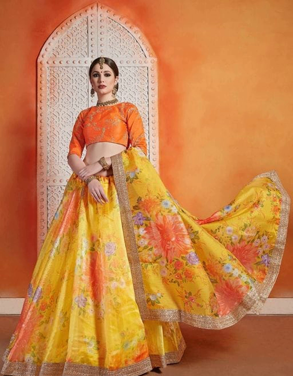 Women's Satin Semi Stitched Lehenga Choli