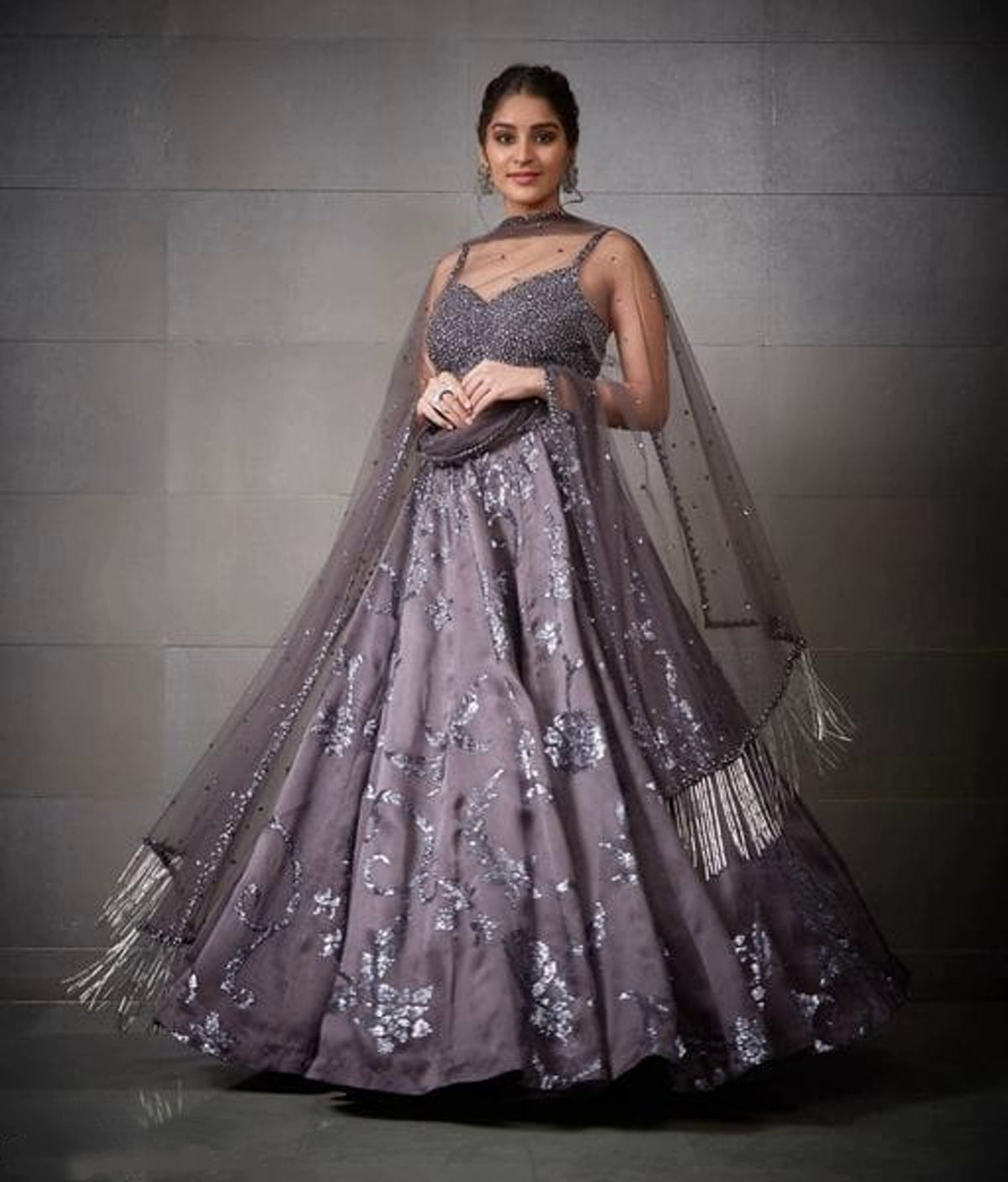 Gray Designer Lehenga Set
