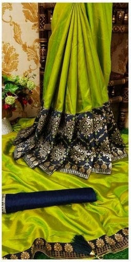 Designer Olive Green Silk Saree