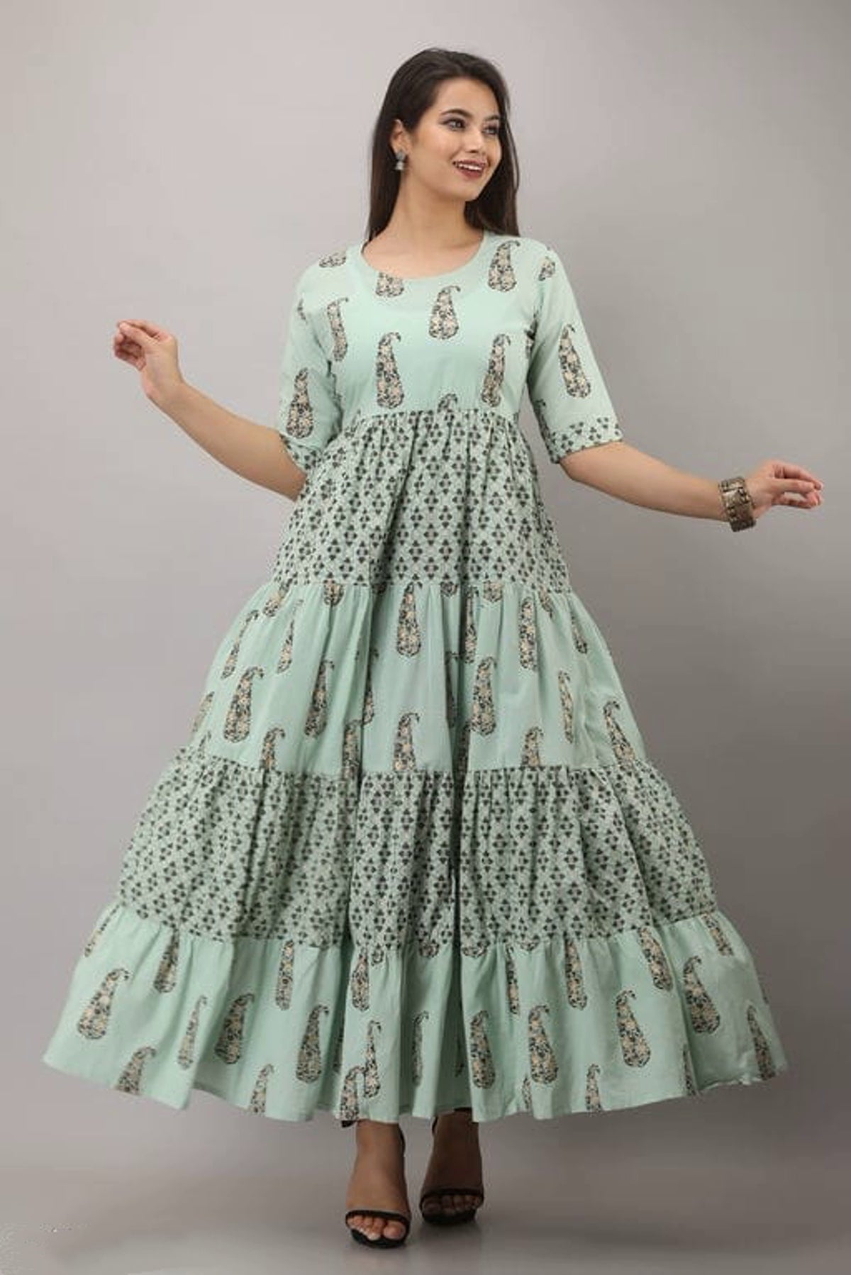 Pista Coloured Printed Layered Dress