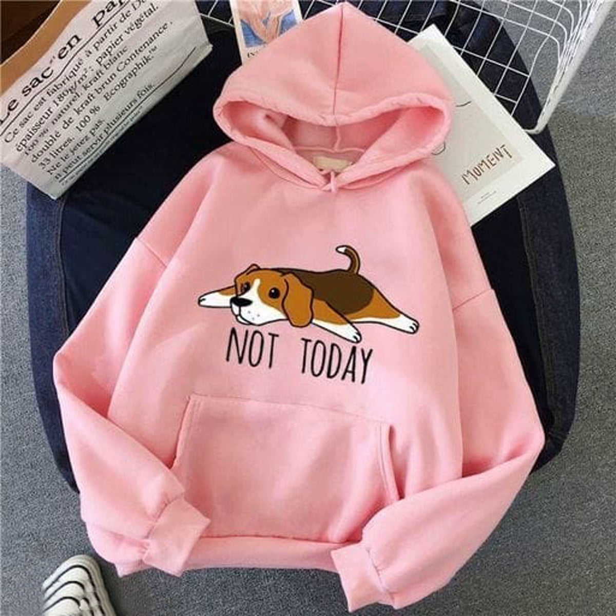 Women Peach Hooded Sweatshirt