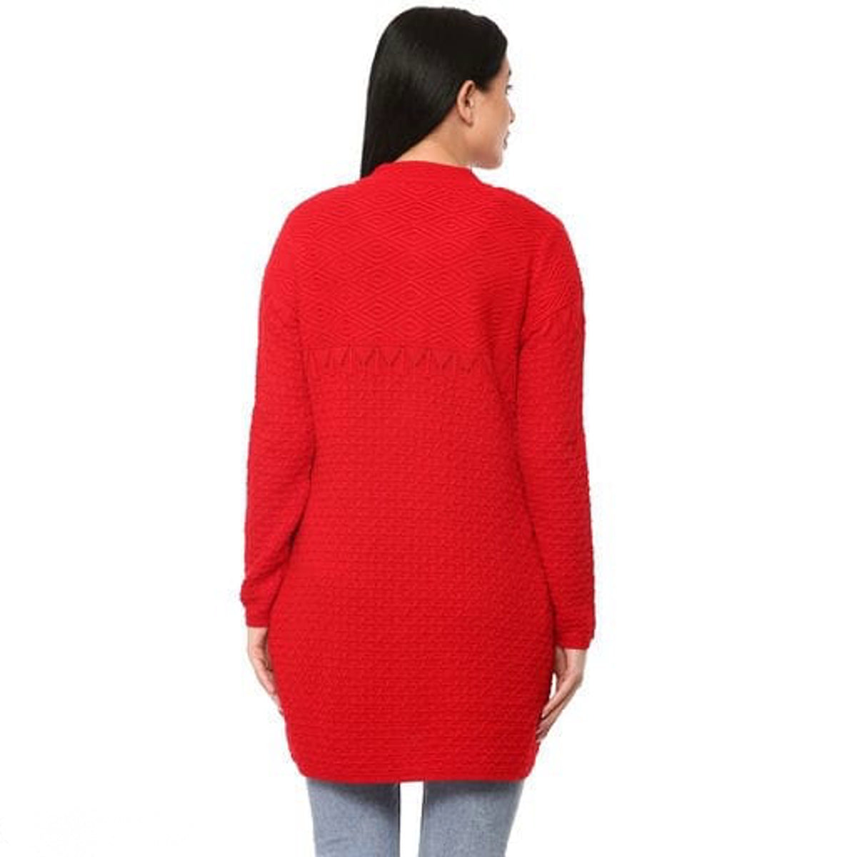 Women's Red Front Open Sweater