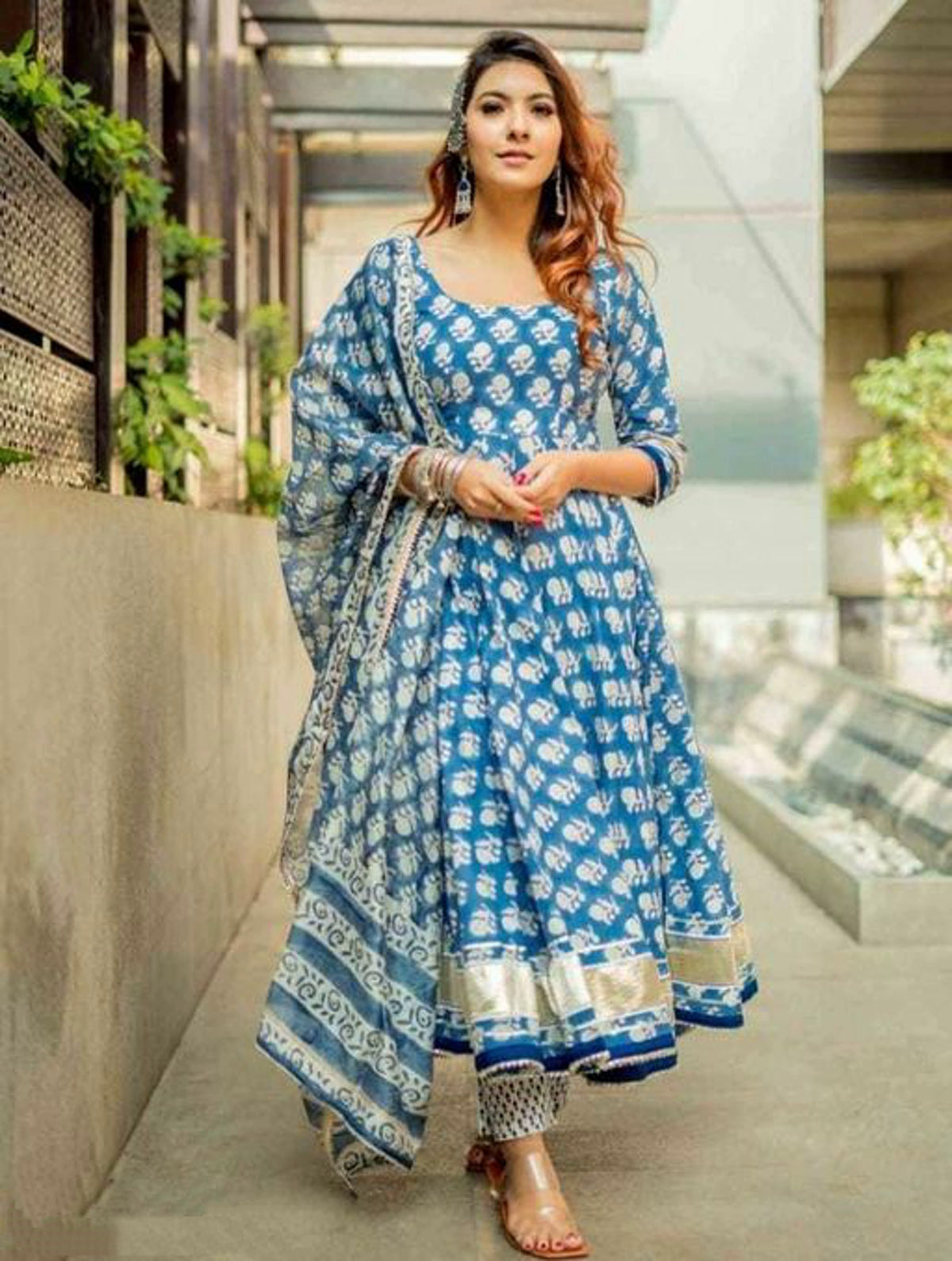 Women Printed Anarkali Kurta with Dupatta