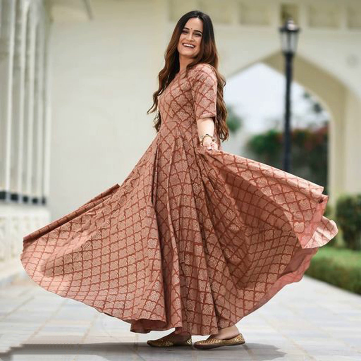 Women's Printed Long Anarkali Kurta