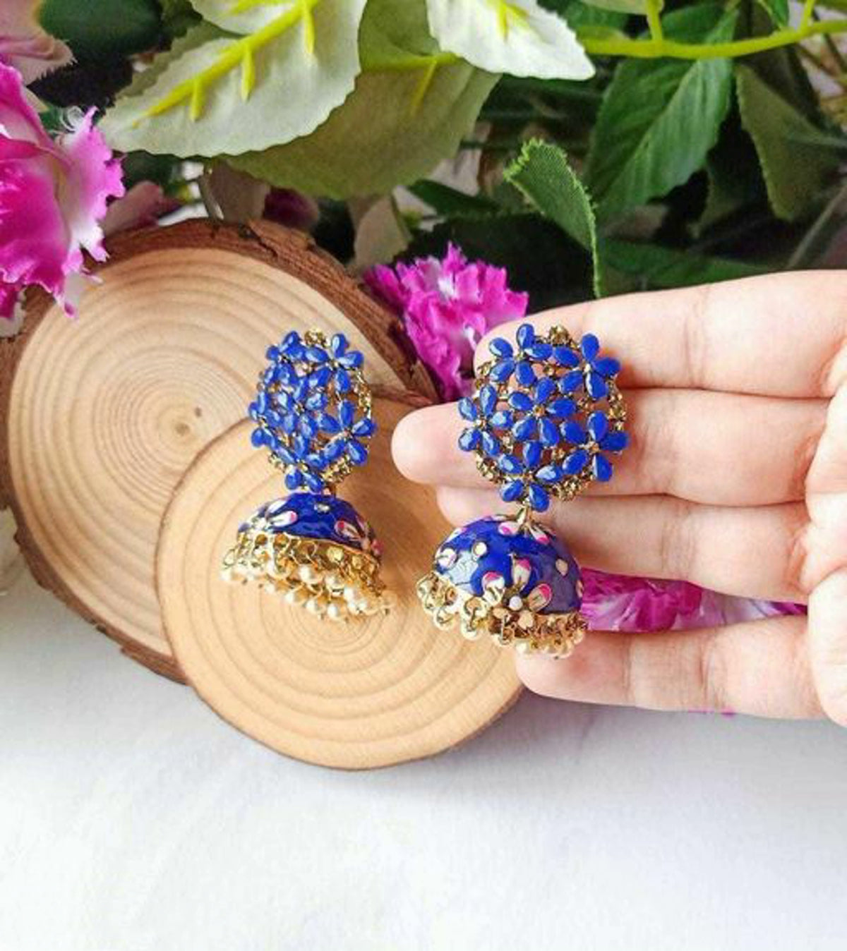 Meenakari Beads Jhumka